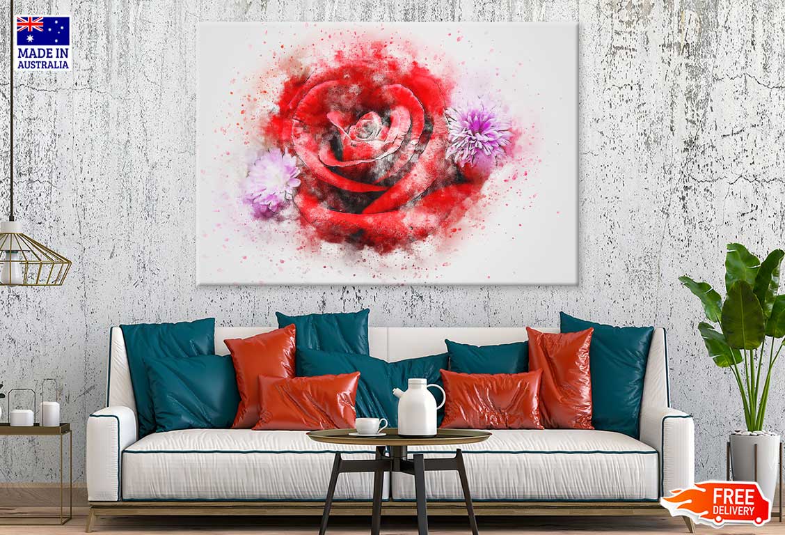 Rose & Aster Flowers Watercolor Painting Print 100% Australian Made