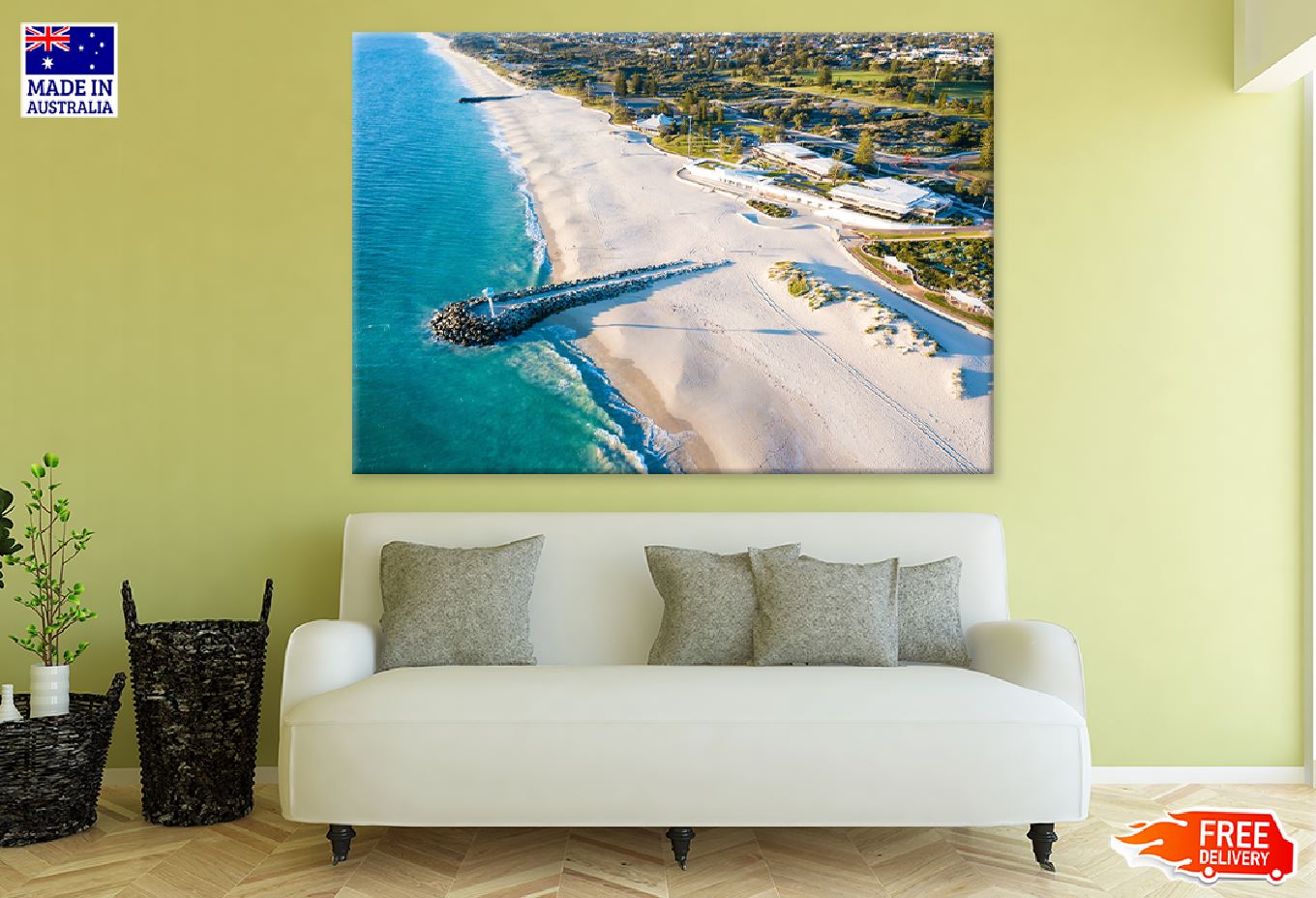 Sea wall City Beach Perth Aerial View Photograph Print 100% Australian Made
