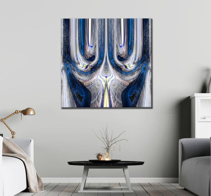 Square Canvas Blue White Abstract Design High Quality Print 100% Australian Made