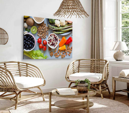 Bella Home Vegatables, Fruits & Diet Food Print Canvas Ready to hang