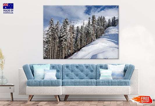 Snow Covered Trees on Mountain View Photograph Print 100% Australian Made