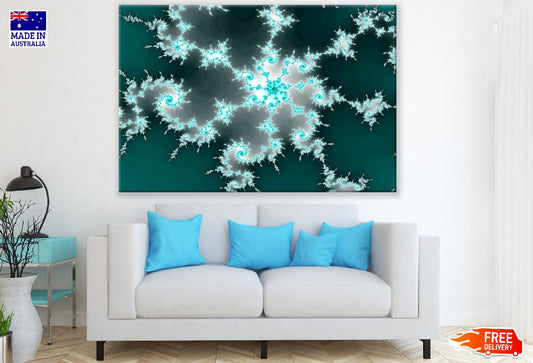 Blue Fractal Spiral Abstract Design Print 100% Australian Made