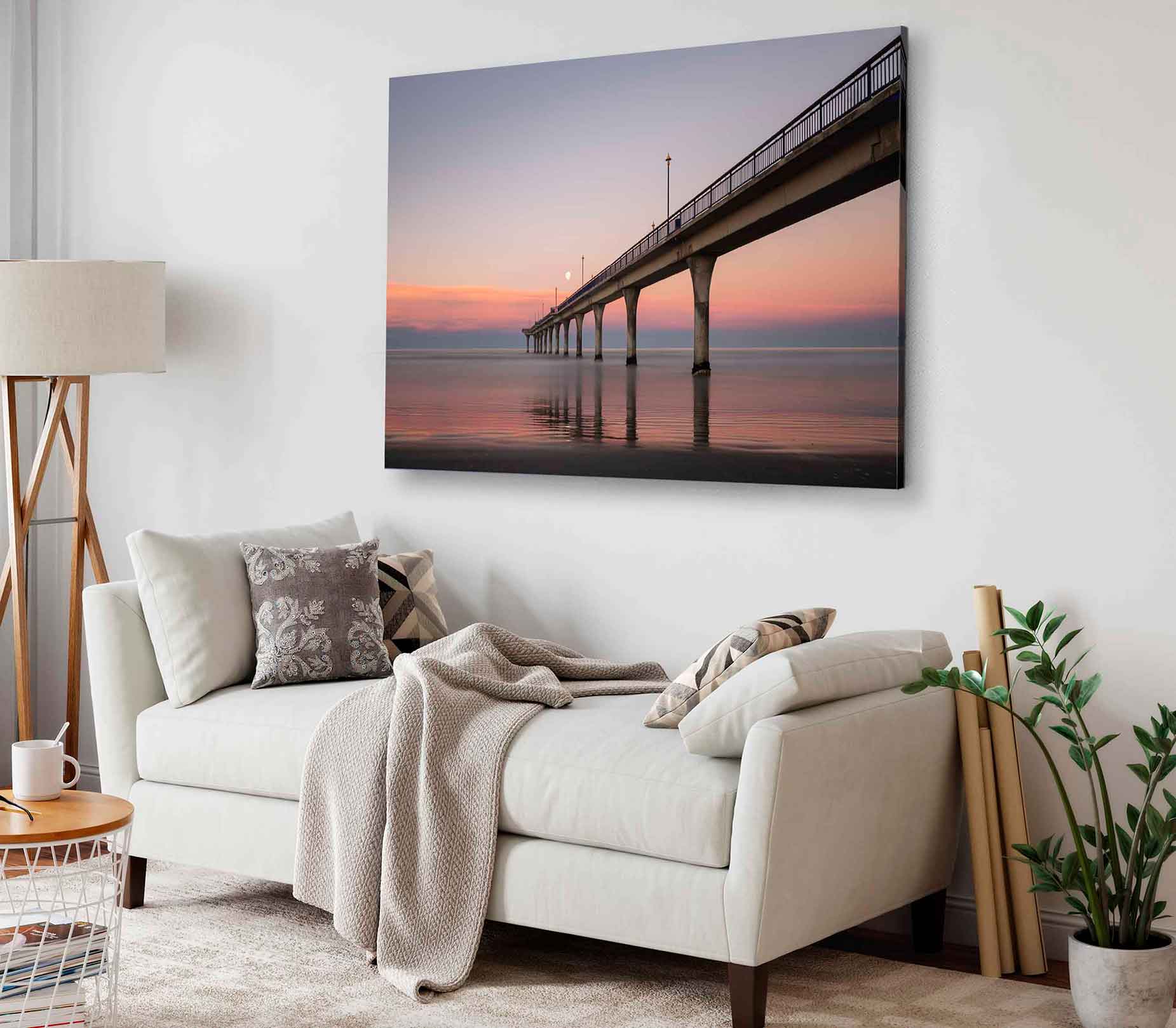 Bella Home Sunset & Moon Rise at The Same Time Print Canvas Ready to hang