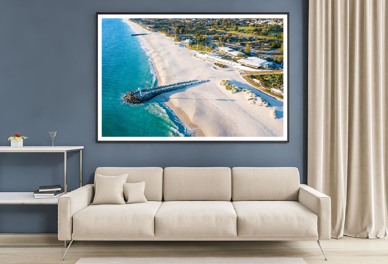 Sea wall City Beach Perth Aerial View Photograph Home Decor Premium Quality Poster Print Choose Your Sizes