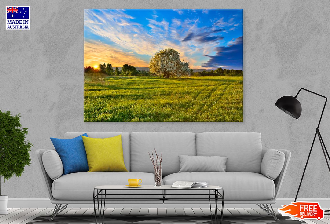 Apple Tree on Meadow at Sunset Photograph Print 100% Australian Made