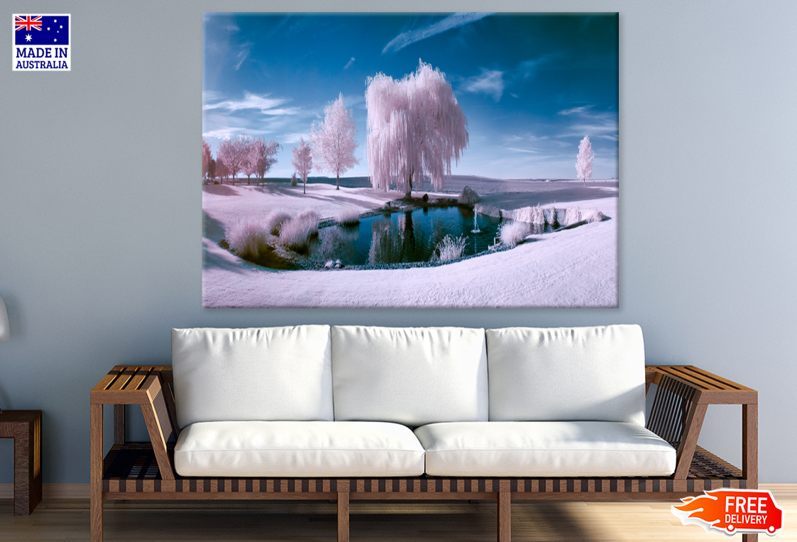 Snow Coverd Trees & Sky View Photograph Print 100% Australian Made