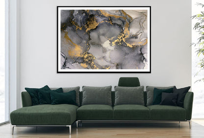 Black Grey & Gold Splash Abstract Design Home Decor Premium Quality Poster Print Choose Your Sizes