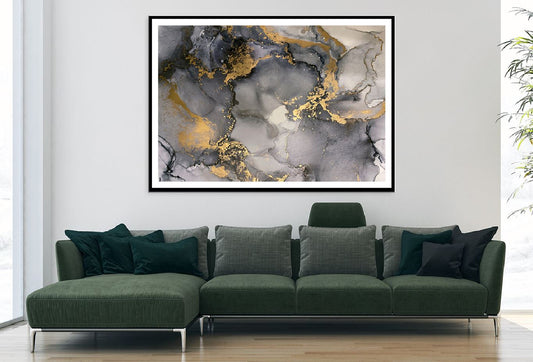 Black Grey & Gold Splash Abstract Design Home Decor Premium Quality Poster Print Choose Your Sizes