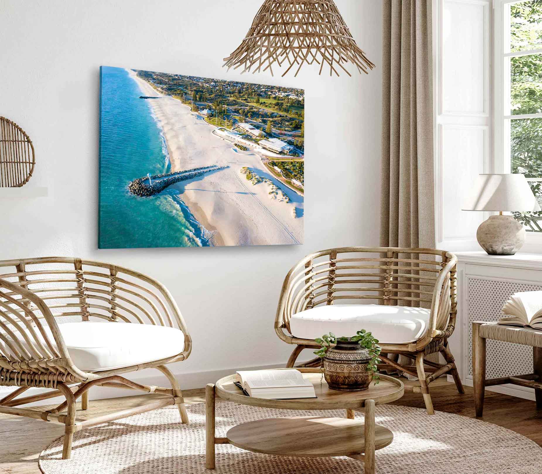 Bella Home Sea wall City Beach Perth Aerial Print Canvas Ready to hang