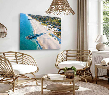 Bella Home Sea wall City Beach Perth Aerial Print Canvas Ready to hang