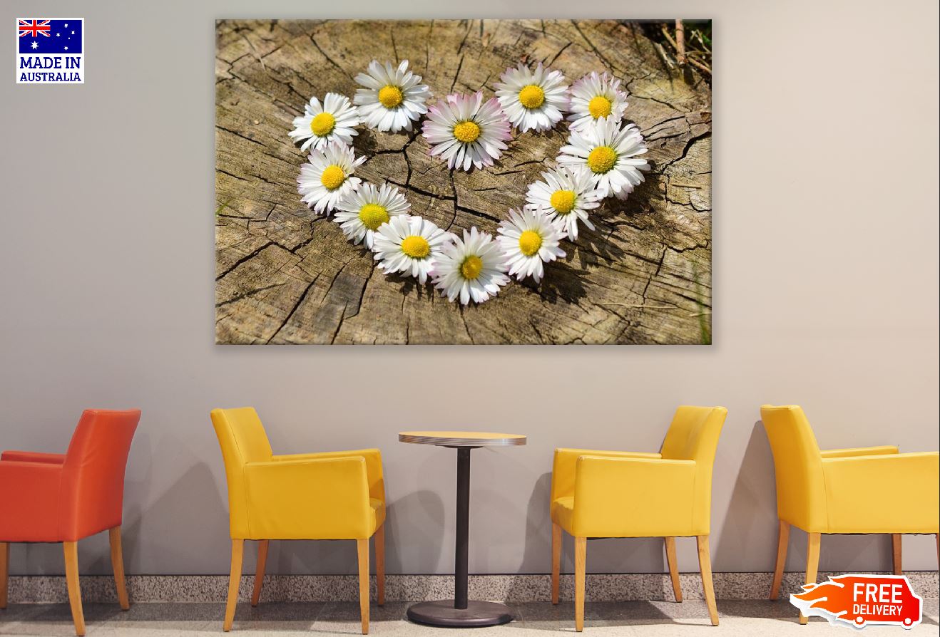 Daisy Flowers Heart Shape Photograph Print 100% Australian Made