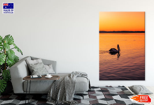 Pelican on Calm Sunset Sea View Photograph Print 100% Australian Made
