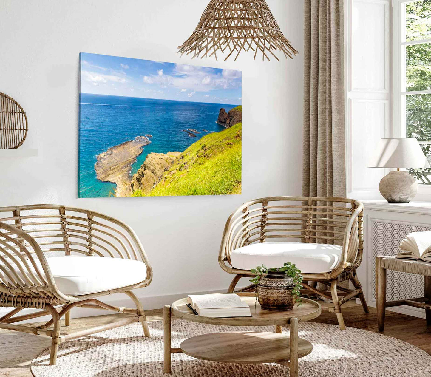 Bella Home Landscape & Hill by Sea in Taiwan Print Canvas Ready to hang