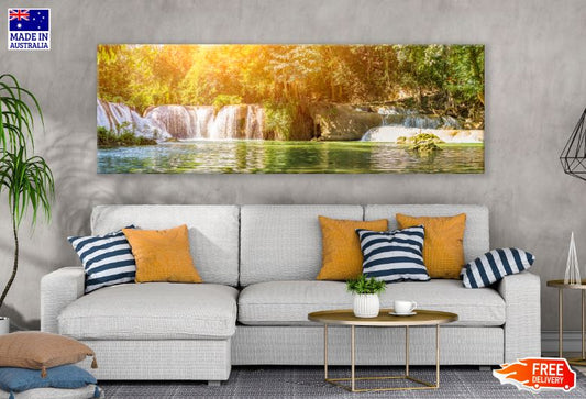 Panoramic Canvas Sunrays on River Scenery Photograph High Quality 100% Australian Made Wall Canvas Print Ready to Hang