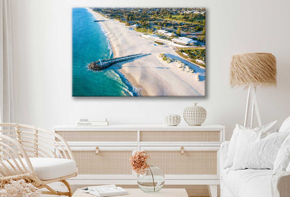 Bella Home Sea wall City Beach Perth Aerial Print Canvas Ready to hang