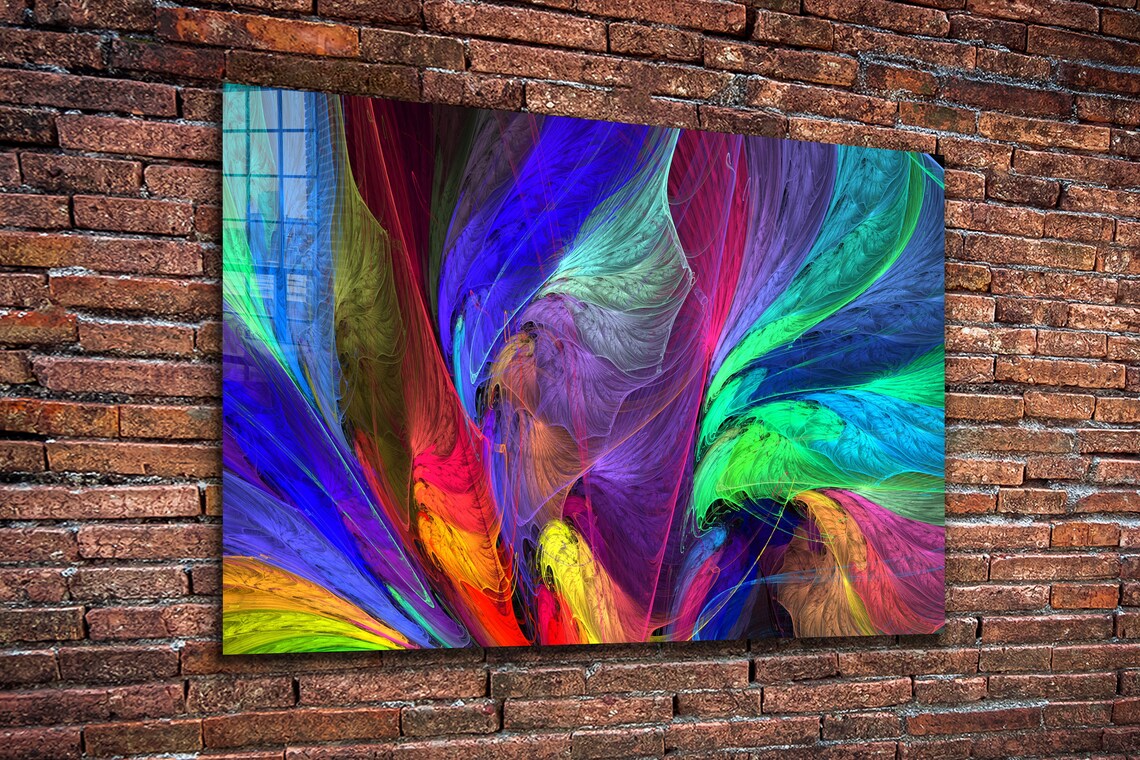 Colorful Neon Abstract Print Tempered Glass Wall Art 100% Made in Australia Ready to Hang