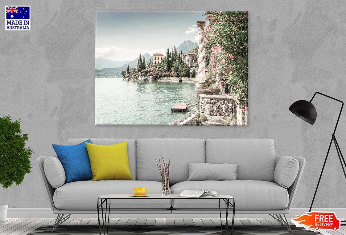 Oleander Flowers & Villa View Print 100% Australian Made