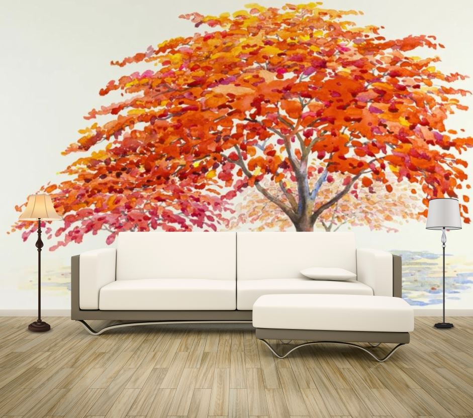 Wallpaper Murals Peel and Stick Removable Orange Tree Painting High Quality