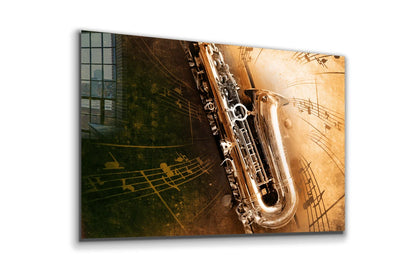 Saxophone Abstract Print Tempered Glass Wall Art 100% Made in Australia Ready to Hang