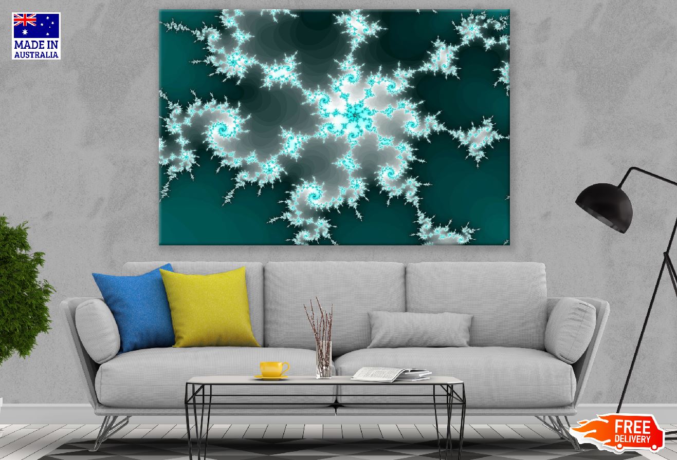 Blue Fractal Spiral Abstract Design Print 100% Australian Made