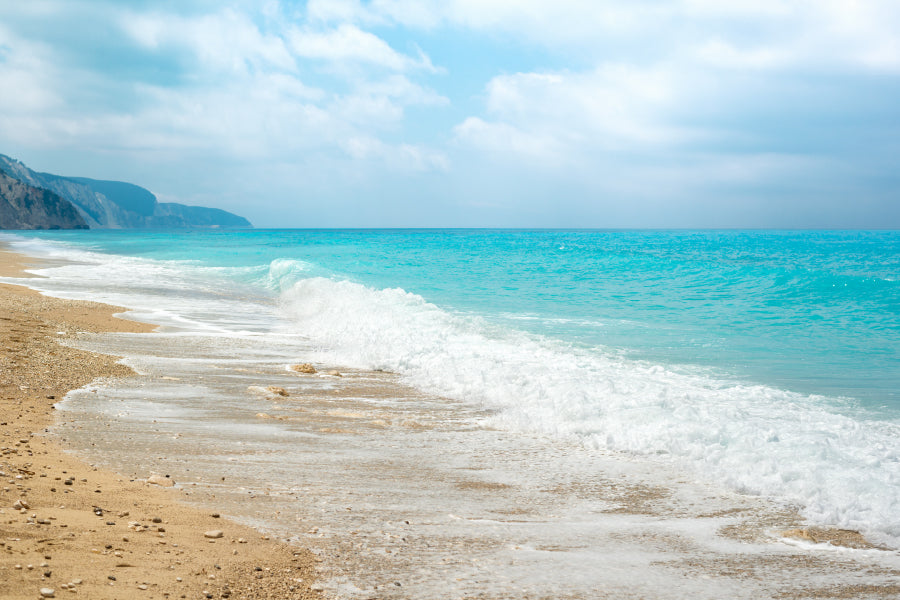 Sunny Sea Waves Sky with Clouds Photograph Print 100% Australian Made