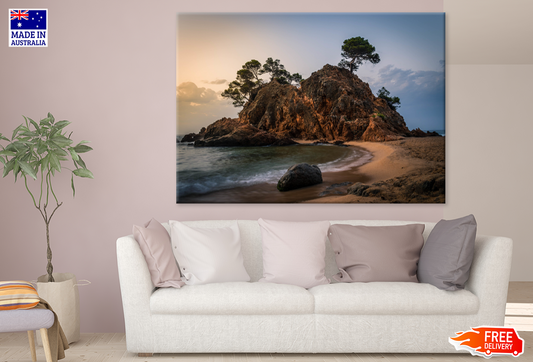 Trees On Rock Mountain & Sea Aerial View Photograph Print 100% Australian Made