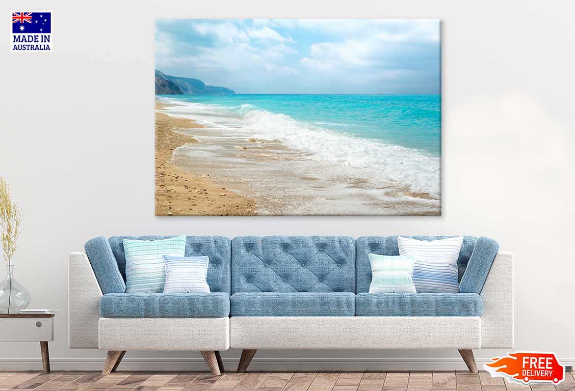 Sunny Sea Waves Sky with Clouds Photograph Print 100% Australian Made