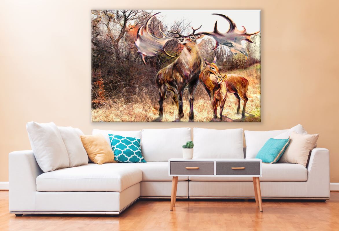 Abstract Deer Family Painting Print 100% Australian Made