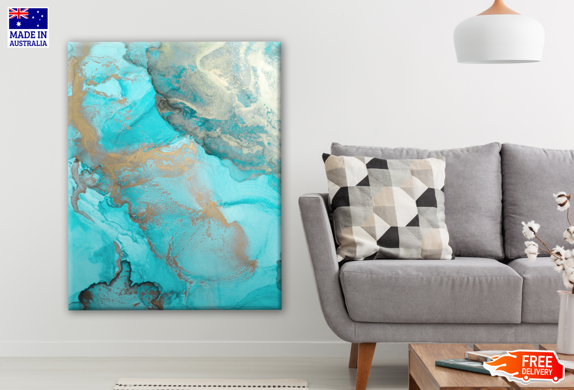 Blue & Gold Abstract Design Print 100% Australian Made