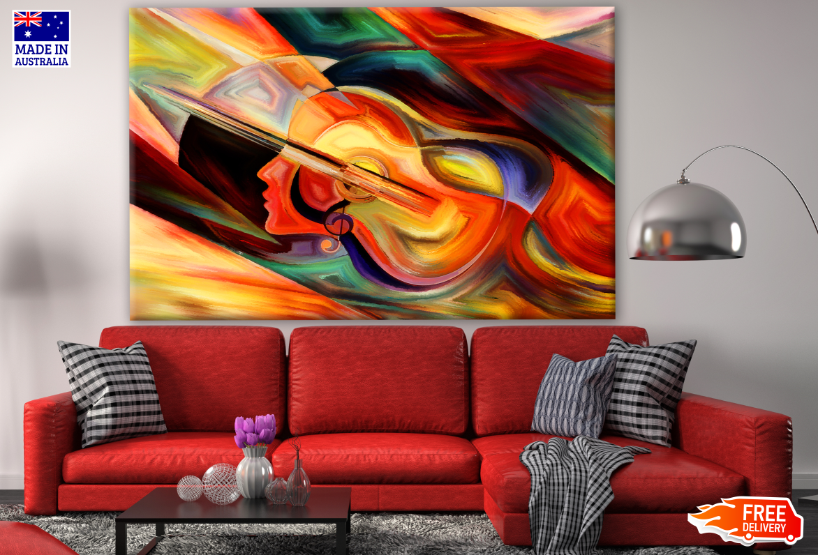 Colourful Human & Musical Shapes Abstract Design Print 100% Australian Made