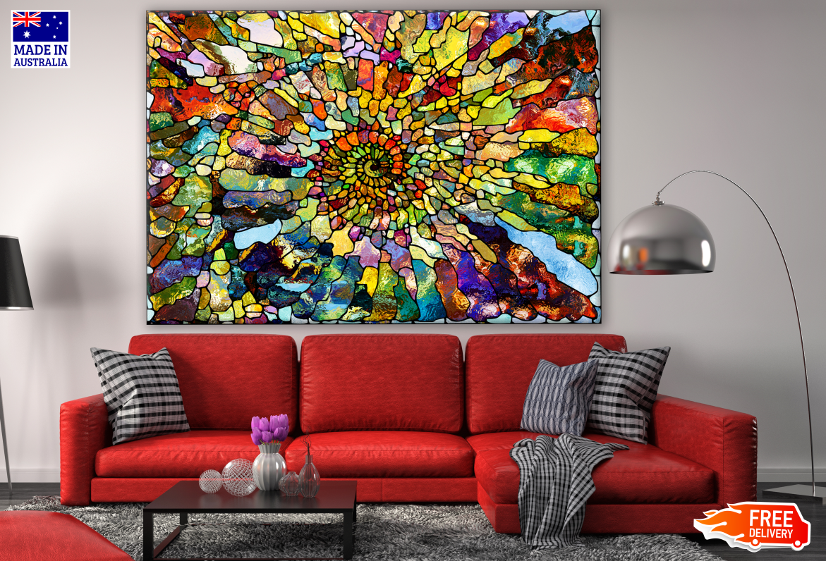 Colourful Glass Mosaic Abstract Design Print 100% Australian Made