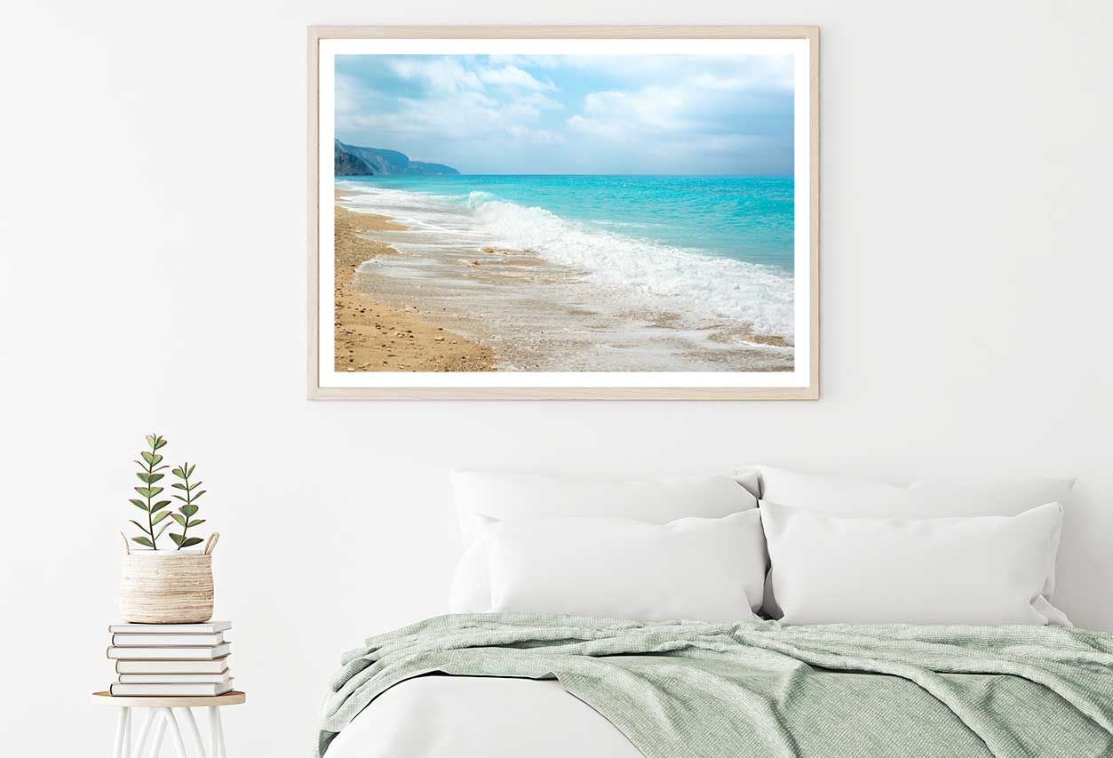 Sunny Sea Waves Sky with Clouds View Photograph Home Decor Premium Quality Poster Print Choose Your Sizes