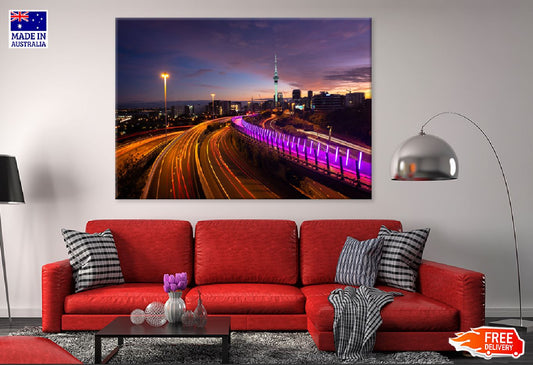 Auckland City Traffic Night View Photograph Print 100% Australian Made