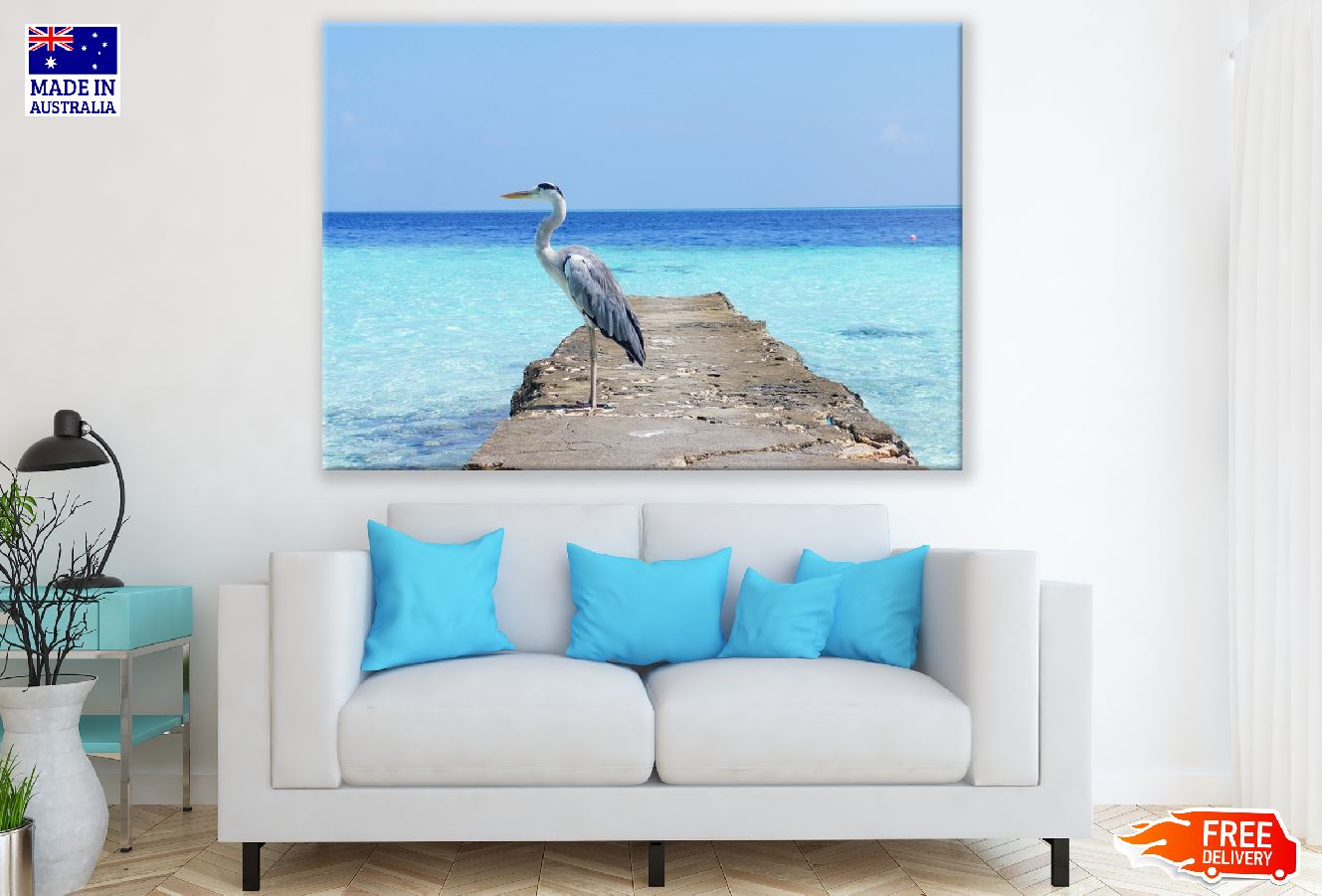 Heron Bird Standing on Shore Photograph Print 100% Australian Made