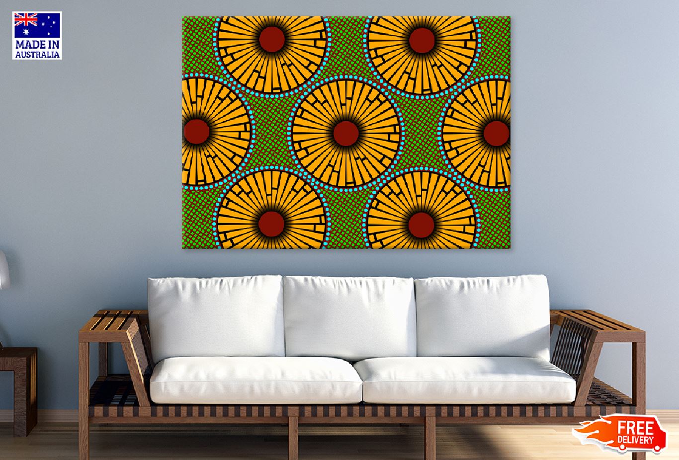 Green Yellow Fabric Abstract Design Print 100% Australian Made