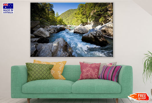 Water Rapids River in Forest Photograph Print 100% Australian Made
