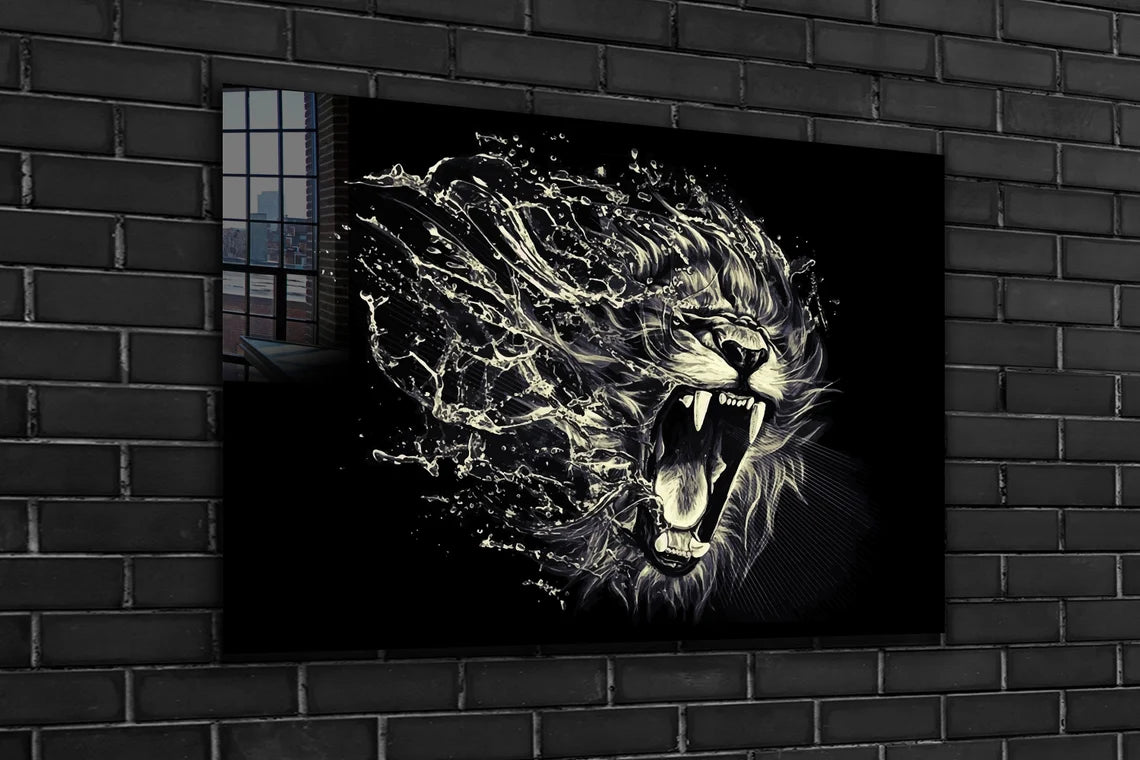 Lion Roaring Abstract Print Tempered Glass Wall Art 100% Made in Australia Ready to Hang