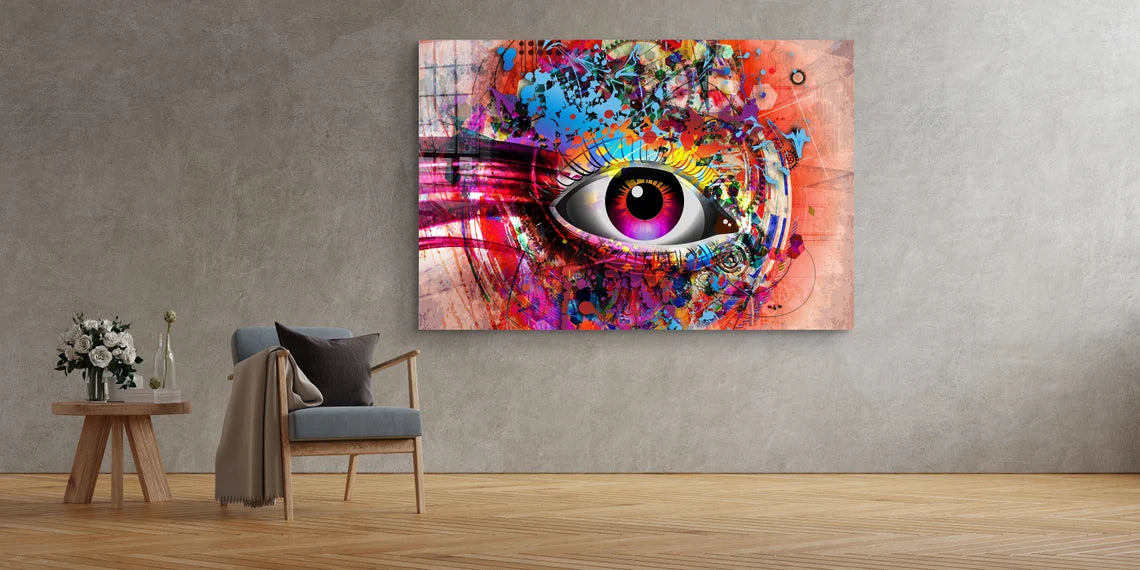 Colorful Eye Digital Print Tempered Glass Wall Art 100% Made in Australia Ready to Hang