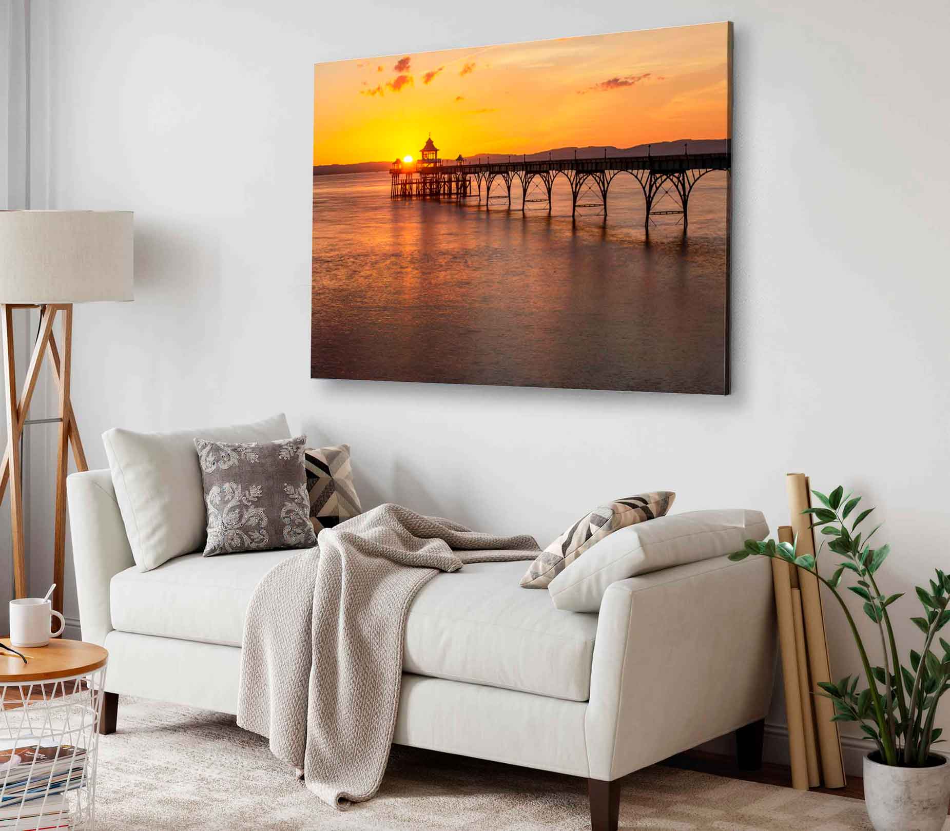 Bella Home Clevedon Pier and the sunset View Print Canvas Ready to hang