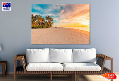 Sandy Sea with Colorful Sunset Scenery View Print 100% Australian Made