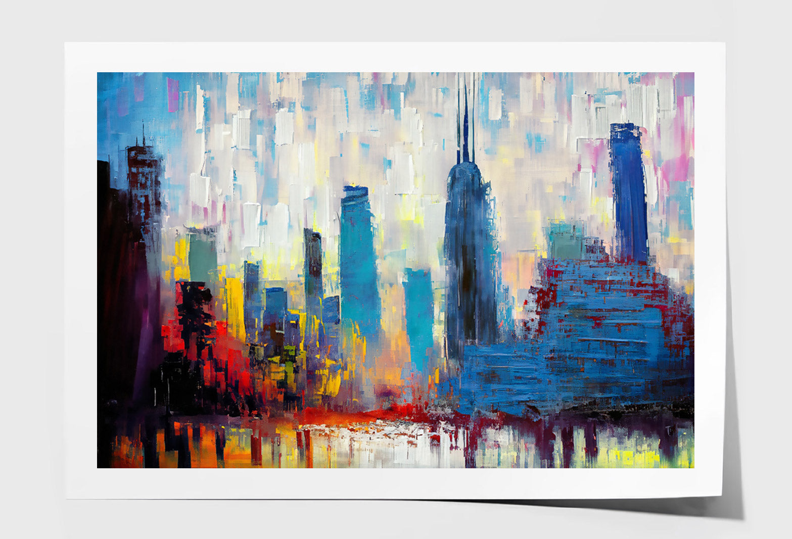 Abstract Brushstrokes Painting of Cityscape Wall Art Limited Edition High Quality Print Unframed Roll Canvas None