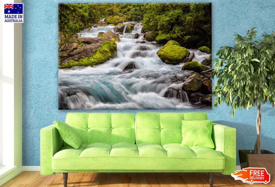 Waterfall in Forest Scenery Photograph Print 100% Australian Made