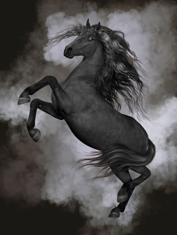 Horse Gallop B&W Painting Home Decor Premium Quality Poster Print Choose Your Sizes