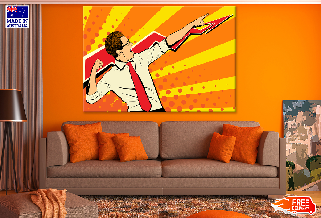 Successful Man & Lightning Shape Illustration Print 100% Australian Made
