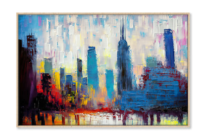 Abstract Brushstrokes Painting of Cityscape Wall Art Limited Edition High Quality Print Canvas Box Framed Natural