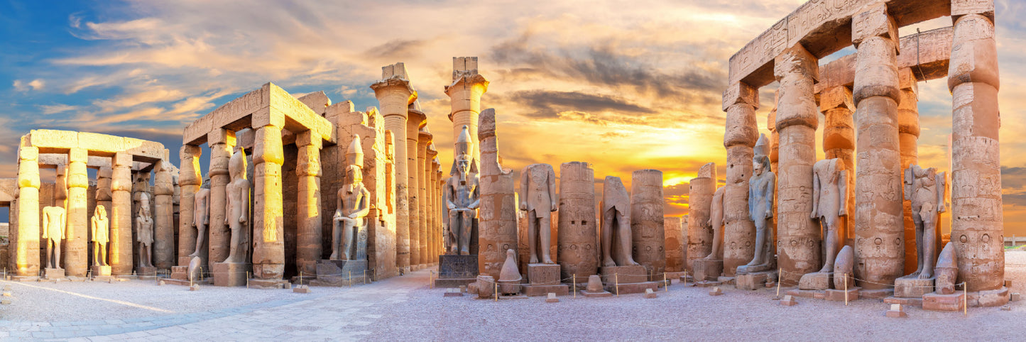 Panoramic Canvas Luxor Statue Temple Egypt Photograph High Quality 100% Australian Made Wall Canvas Print Ready to Hang