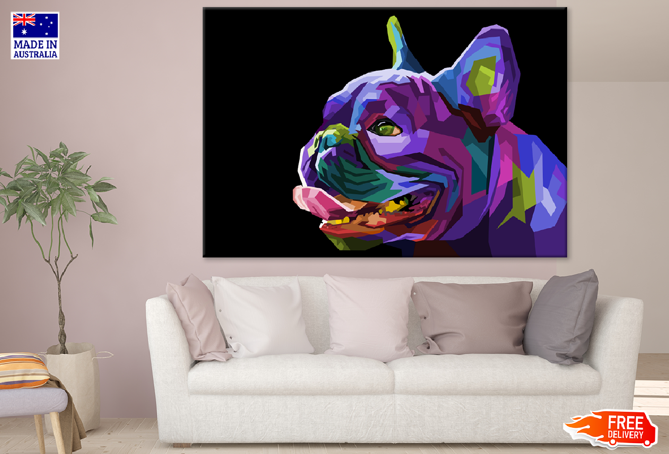 Pug Dog Face Abstract Design Print 100% Australian Made