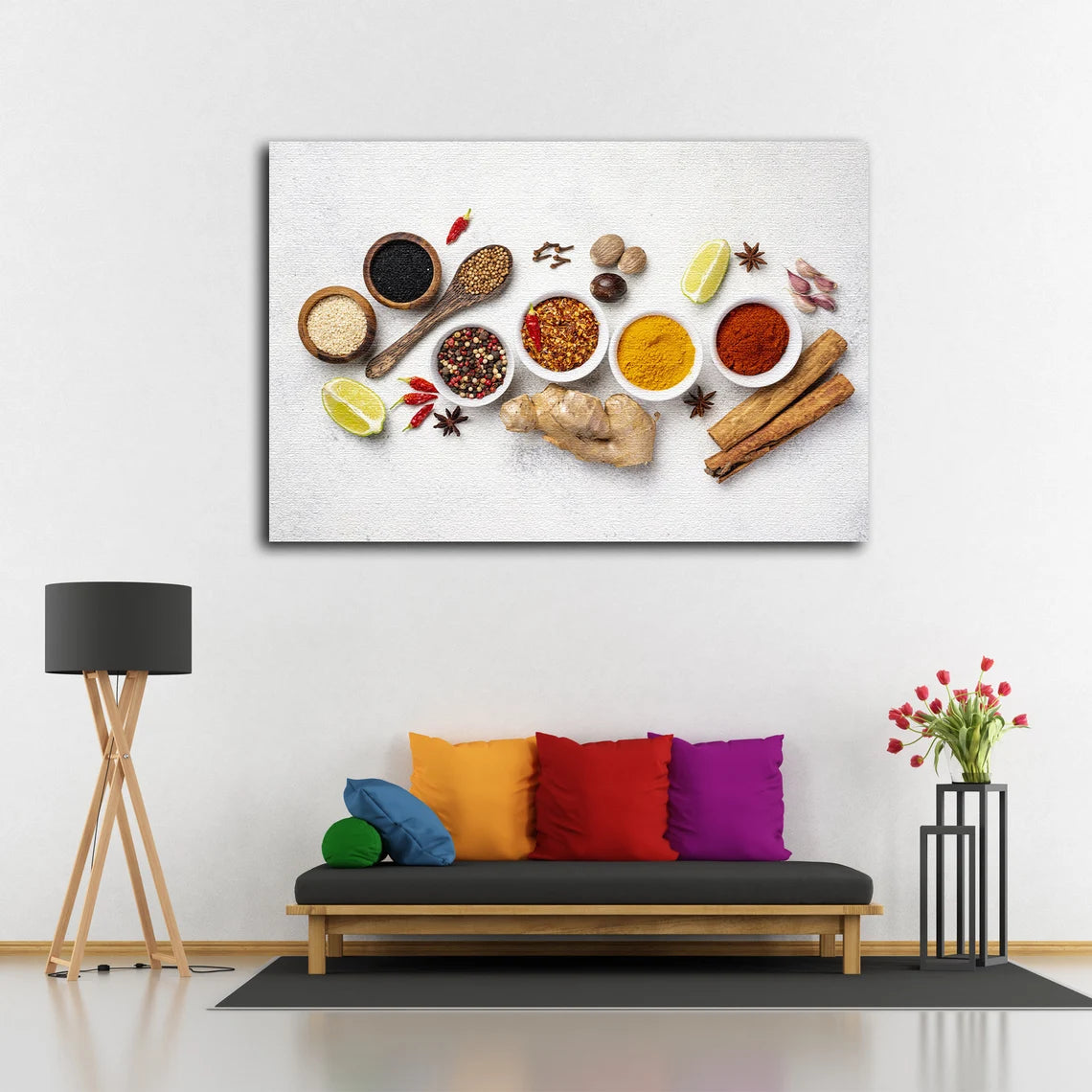 Spices on White Surface Photograph Acrylic Glass Print Tempered Glass Wall Art 100% Made in Australia Ready to Hang