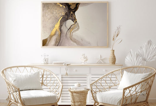 Grey Black & Gold Abstract Design Home Decor Premium Quality Poster Print Choose Your Sizes