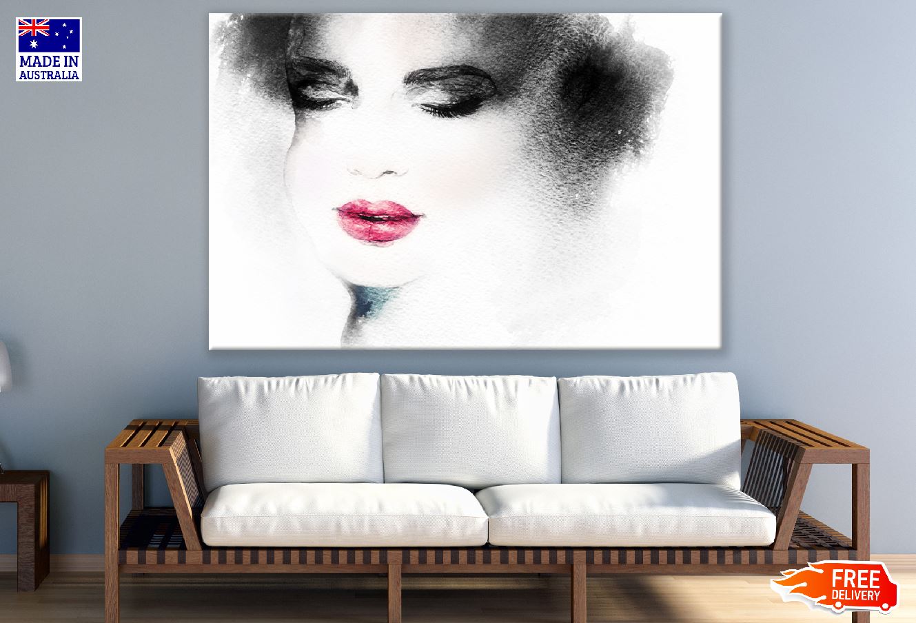 Makeup Woman Face Abstract Watercolor Painting Print 100% Australian Made